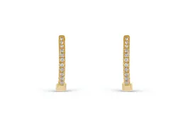 Earrings 14kt Yellow Gold Round Mini Hoops & Diamonds