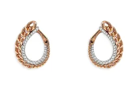 Earrings 18kt Front-Facing Chain & Diamonds Hoops