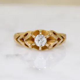 Edwardian Diamond Belcher Ring with Heart Motif