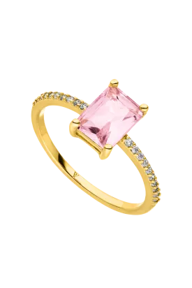 Emerald Ring Pink 14K Gold Plated