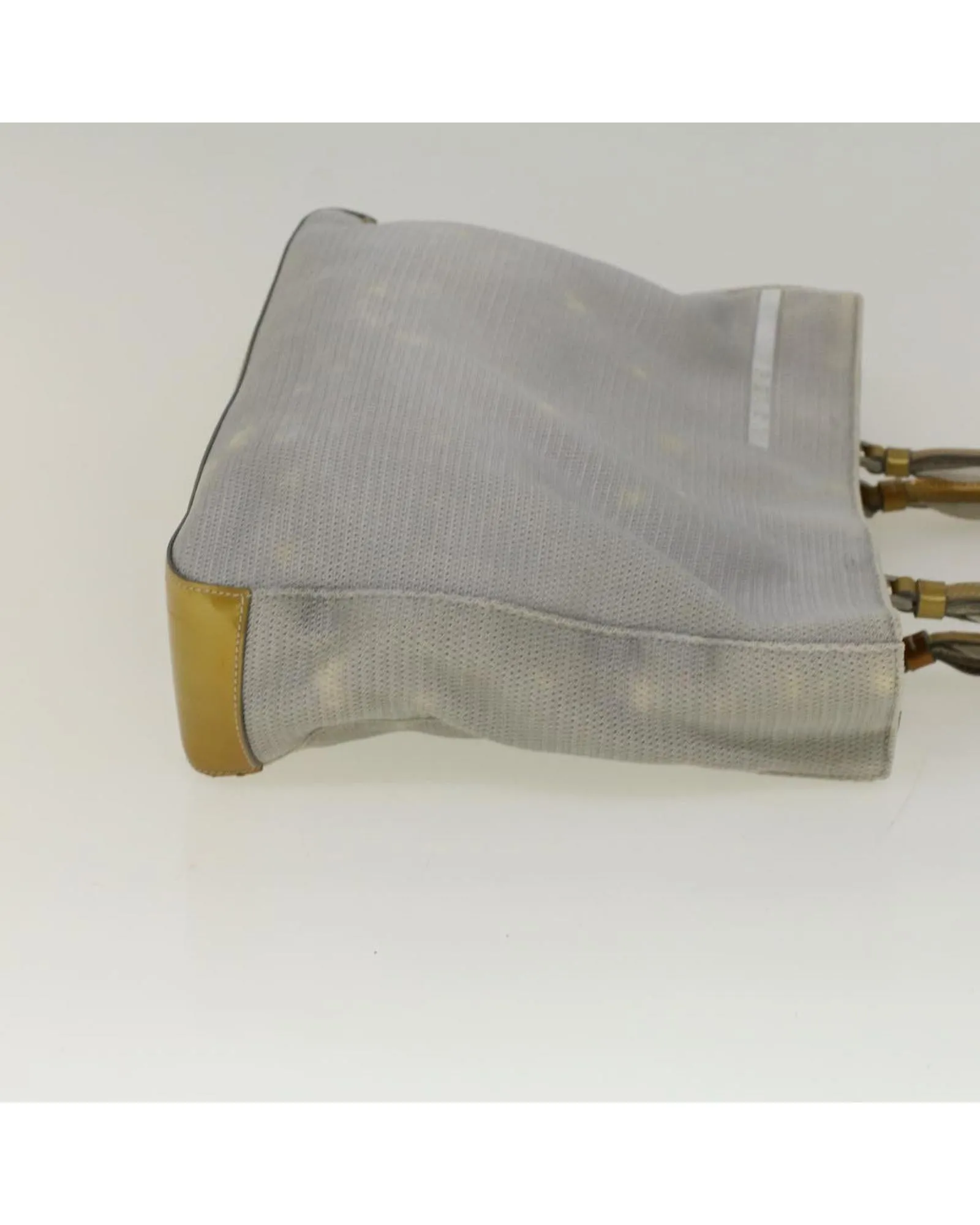 Enamel Gray Nylon Hand Bag with Gold Accents