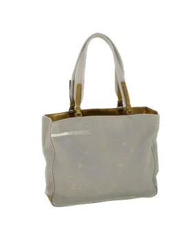 Enamel Gray Nylon Hand Bag with Gold Accents