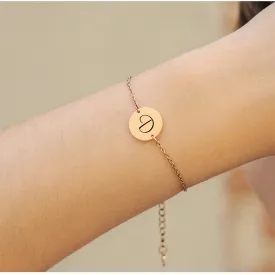 Engraved Initial Coin Bracelet