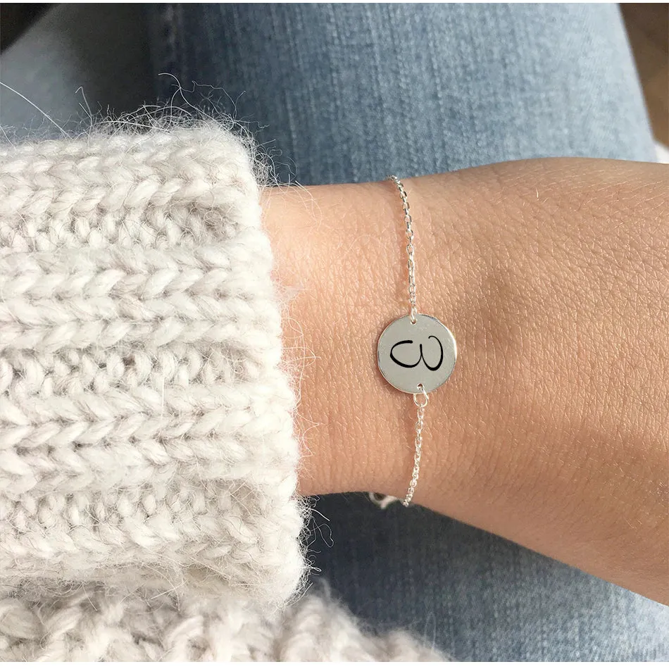 Engraved Initial Coin Bracelet