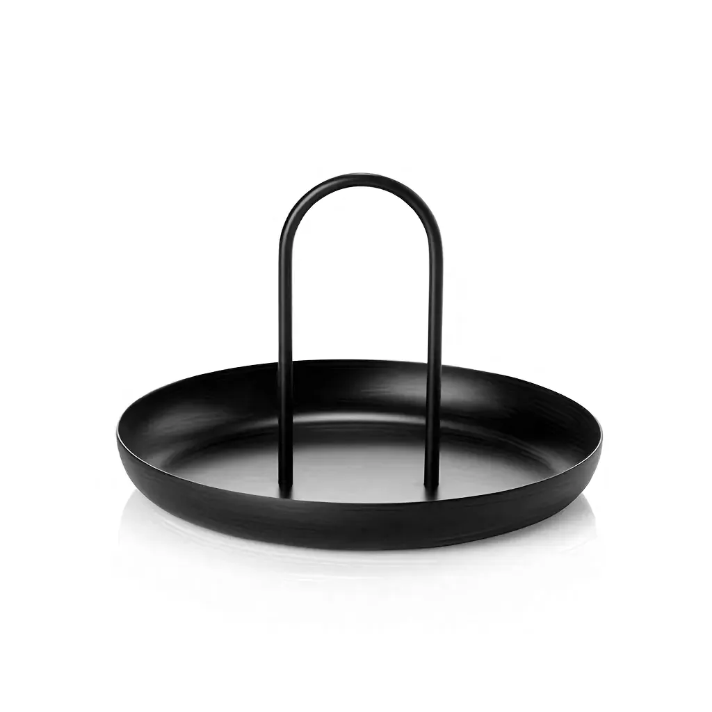 FIKA Round Display Tray with Handle - Black / White / Grey