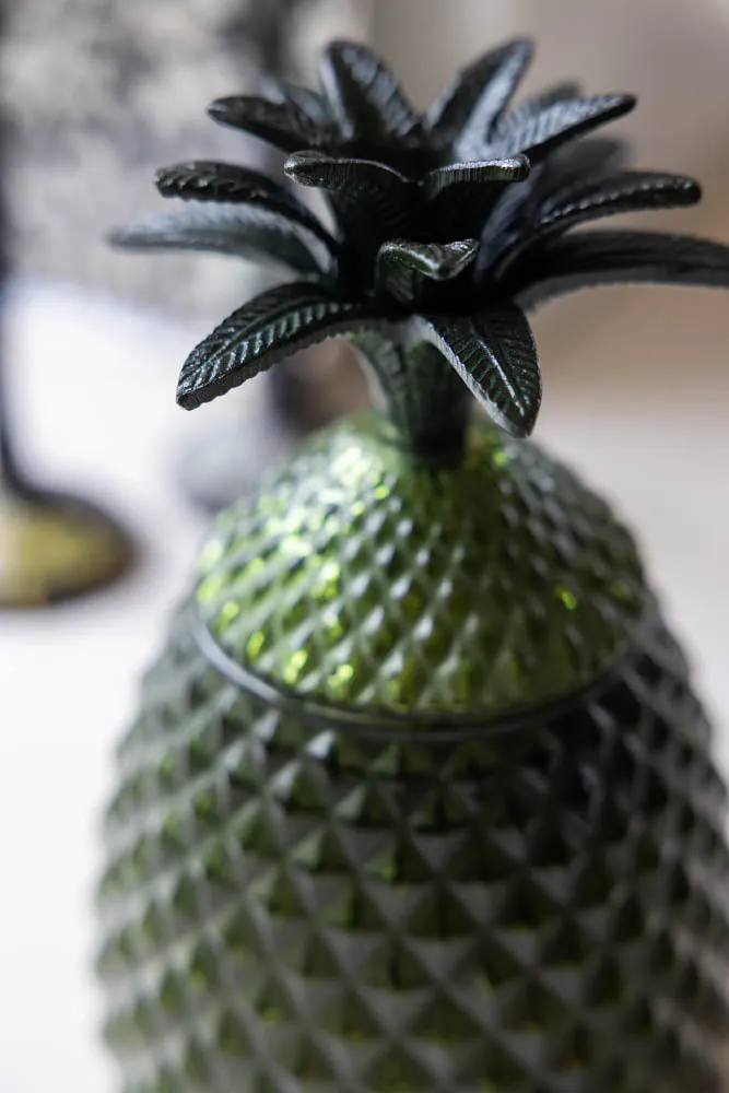 Green Glass Pineapple Jar