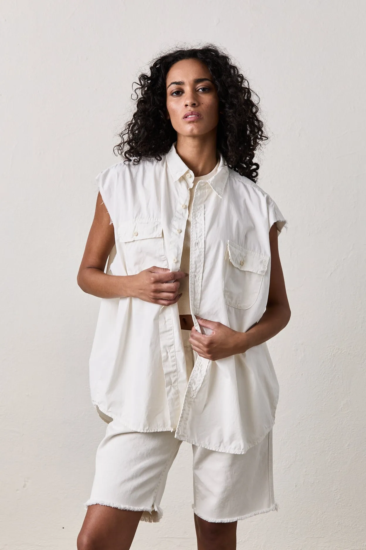 JORDY CUT OFF SHIRT / SOFT WHITE