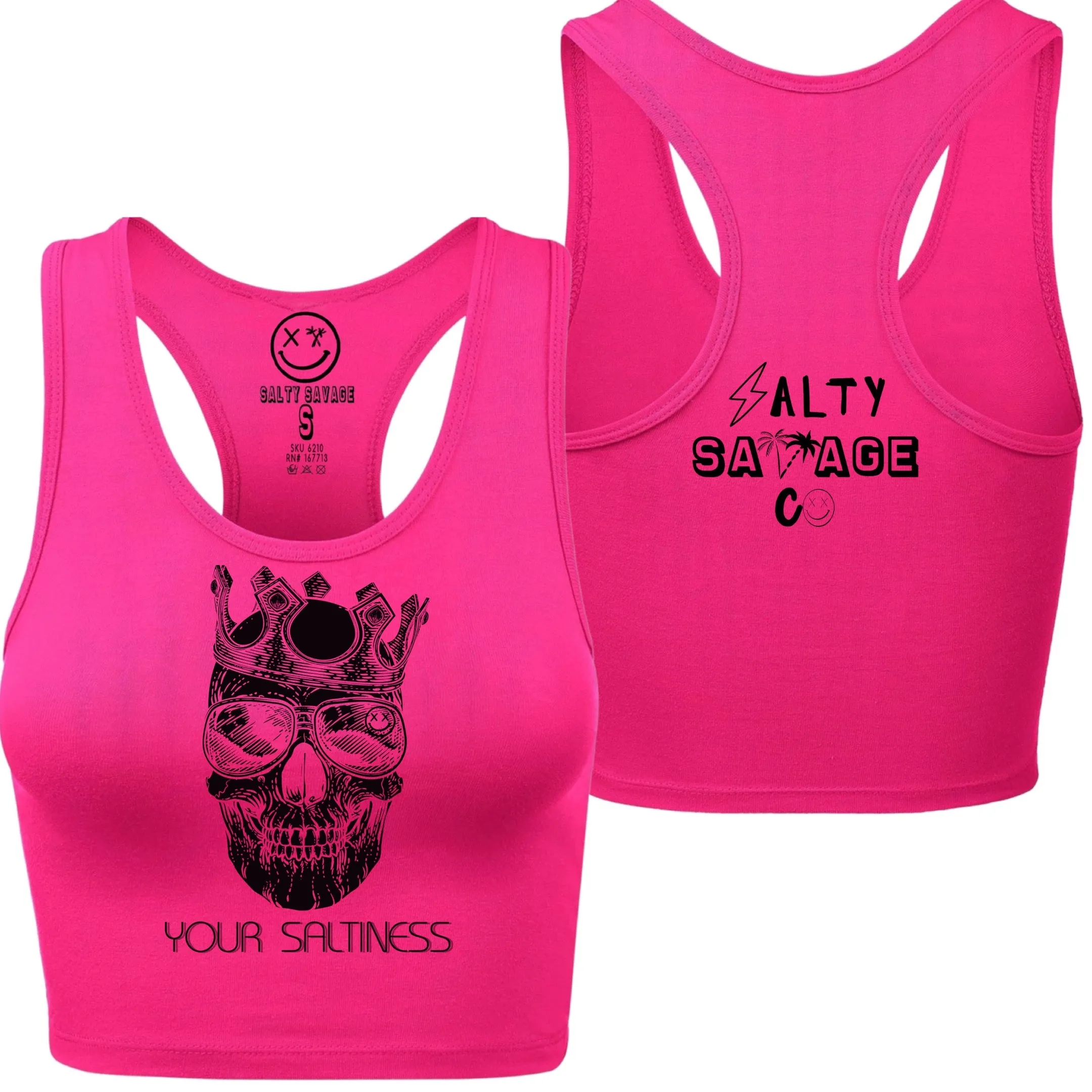 Ladies "YOUR SALTINESS" Racerback Crop Tank