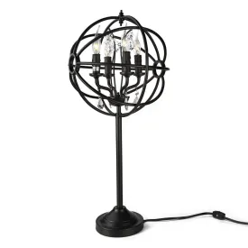 LALUZ A03131 Crystal Table Lamp Orb Desk Light with Matt Black Finish for Bedroom, Bedside, Living Room, Dressing Table-A03131