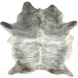 Large Gray and White Brazilian Light Brindle Cowhide - 7'8" x 6' (BRBR1278)