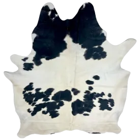 Large White and Black Brazilian Cowhide - 7'9" x 6'4" (BRBKW261)