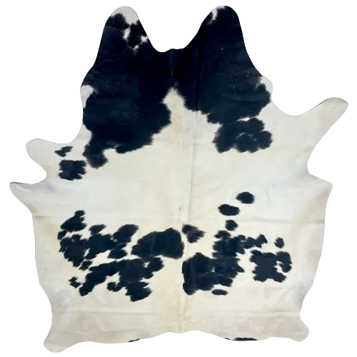 Large White and Black Brazilian Cowhide - 7'9" x 6'4" (BRBKW261)