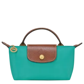 Longchamp Le Pliage Green Coin Purse with Handle Turquoise