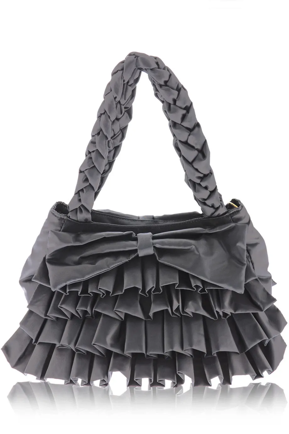 MELODY Grey Ruffled Bag