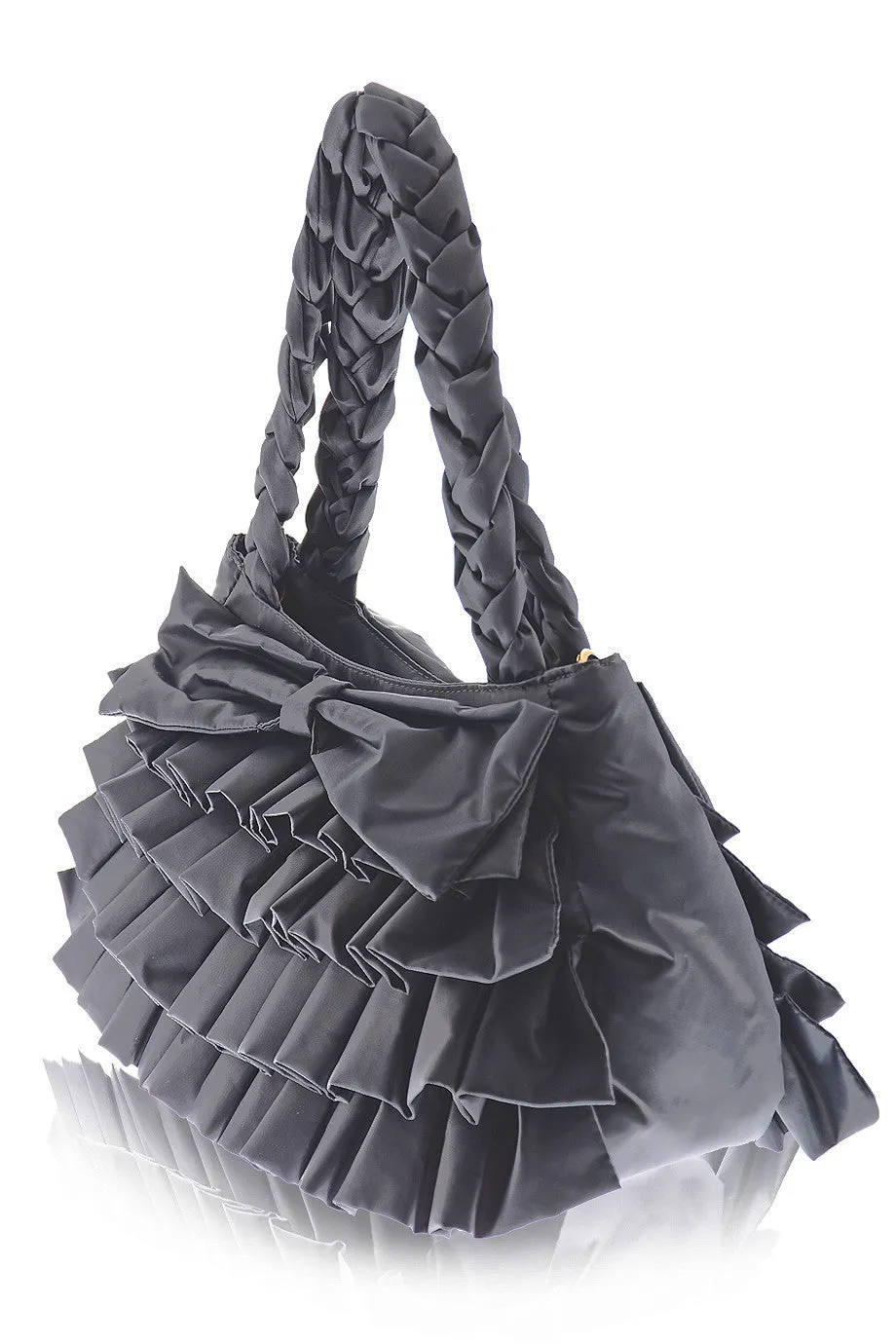 MELODY Grey Ruffled Bag