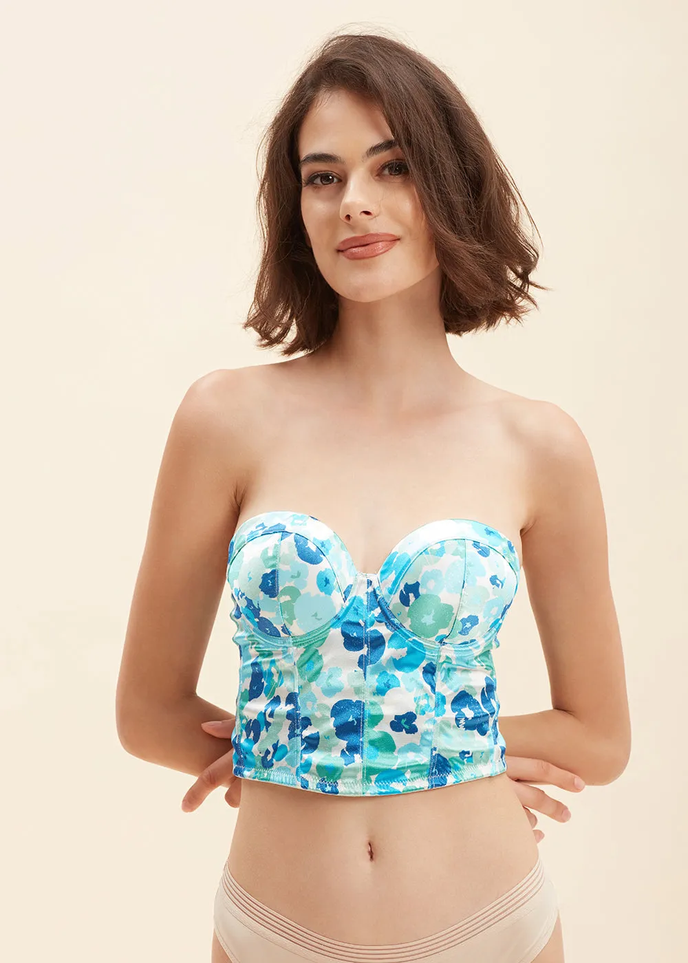 PANDORA Sexy Printed Balconette Corset Long Demi Bra