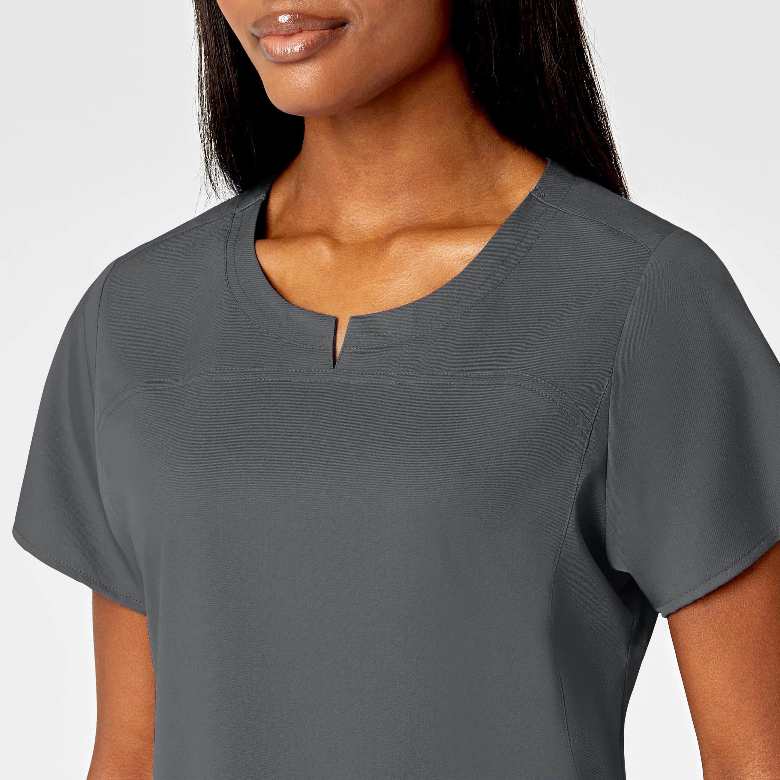 PRO Women's 4 Pocket Notch Neck Scrub Top - Pewter