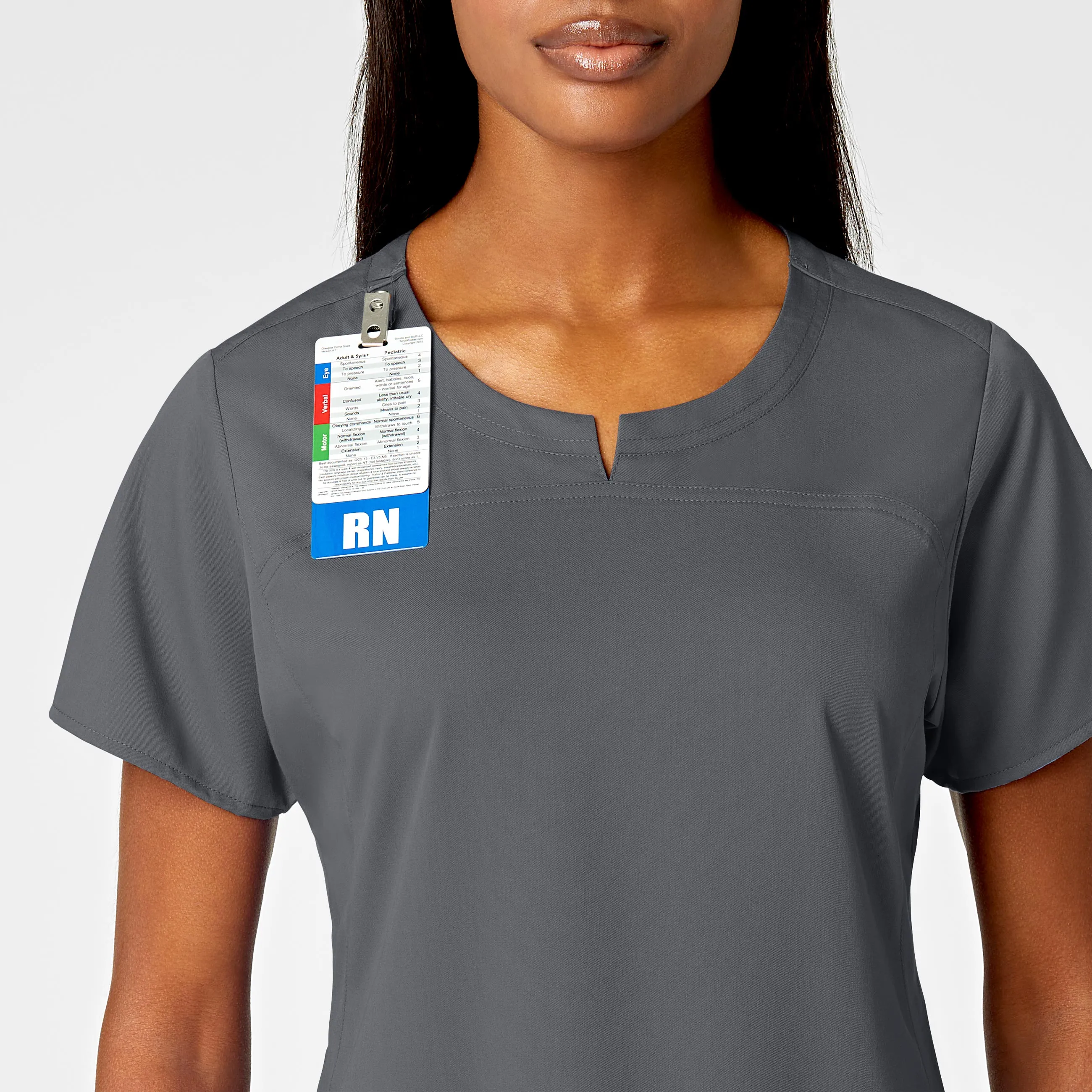 PRO Women's 4 Pocket Notch Neck Scrub Top - Pewter