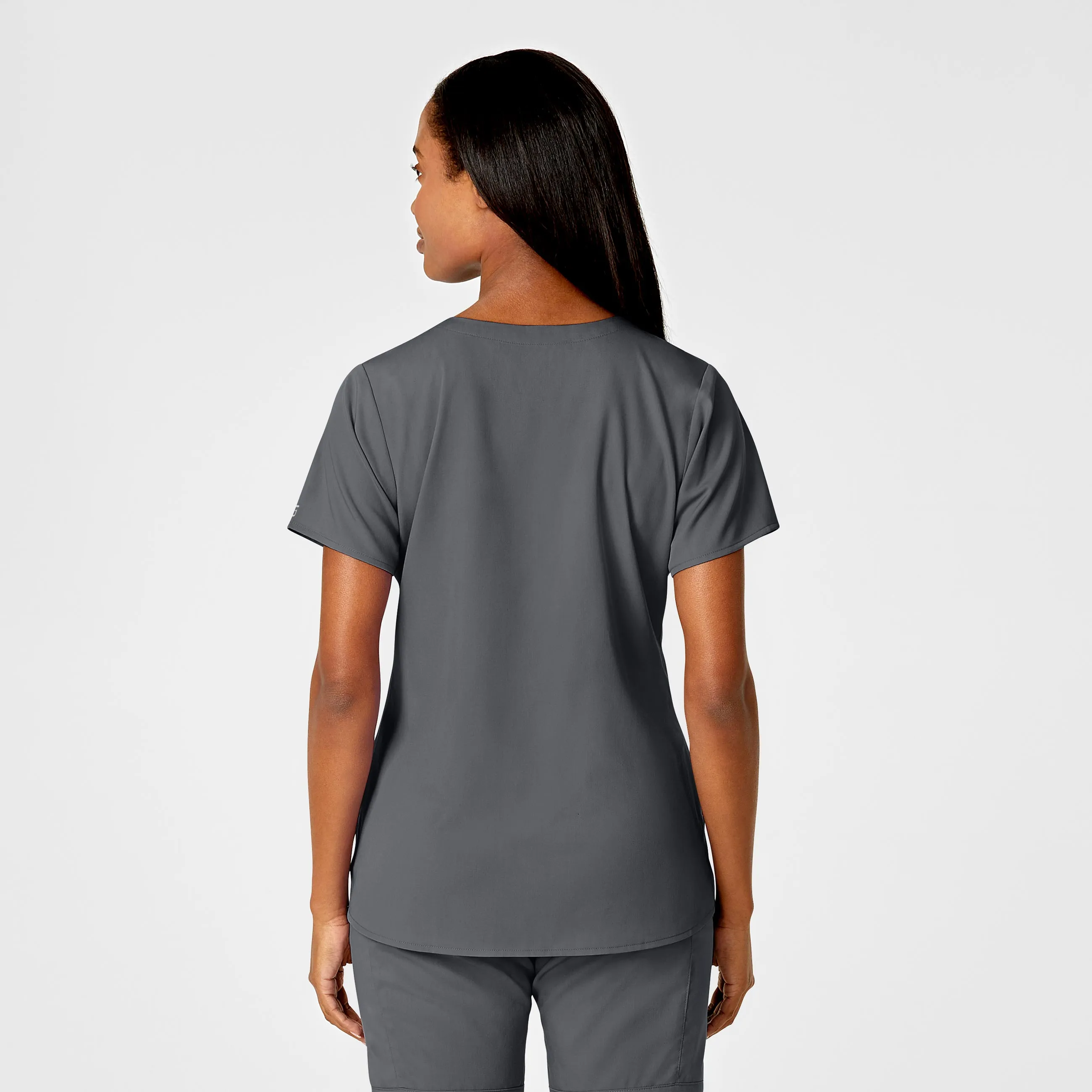 PRO Women's 4 Pocket Notch Neck Scrub Top - Pewter