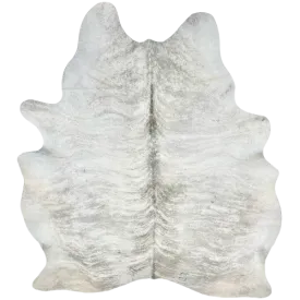 White and Gray Brazilian Lt Brindle Cowhide, 4 brand marks - 7'1" x 6'1" (BRBR1284)