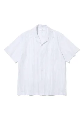 White Stripe Open Collar Shirt