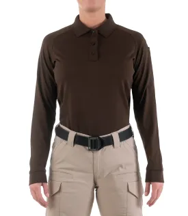 Women's Performance Long Sleeve Polo - Kodiak Brown